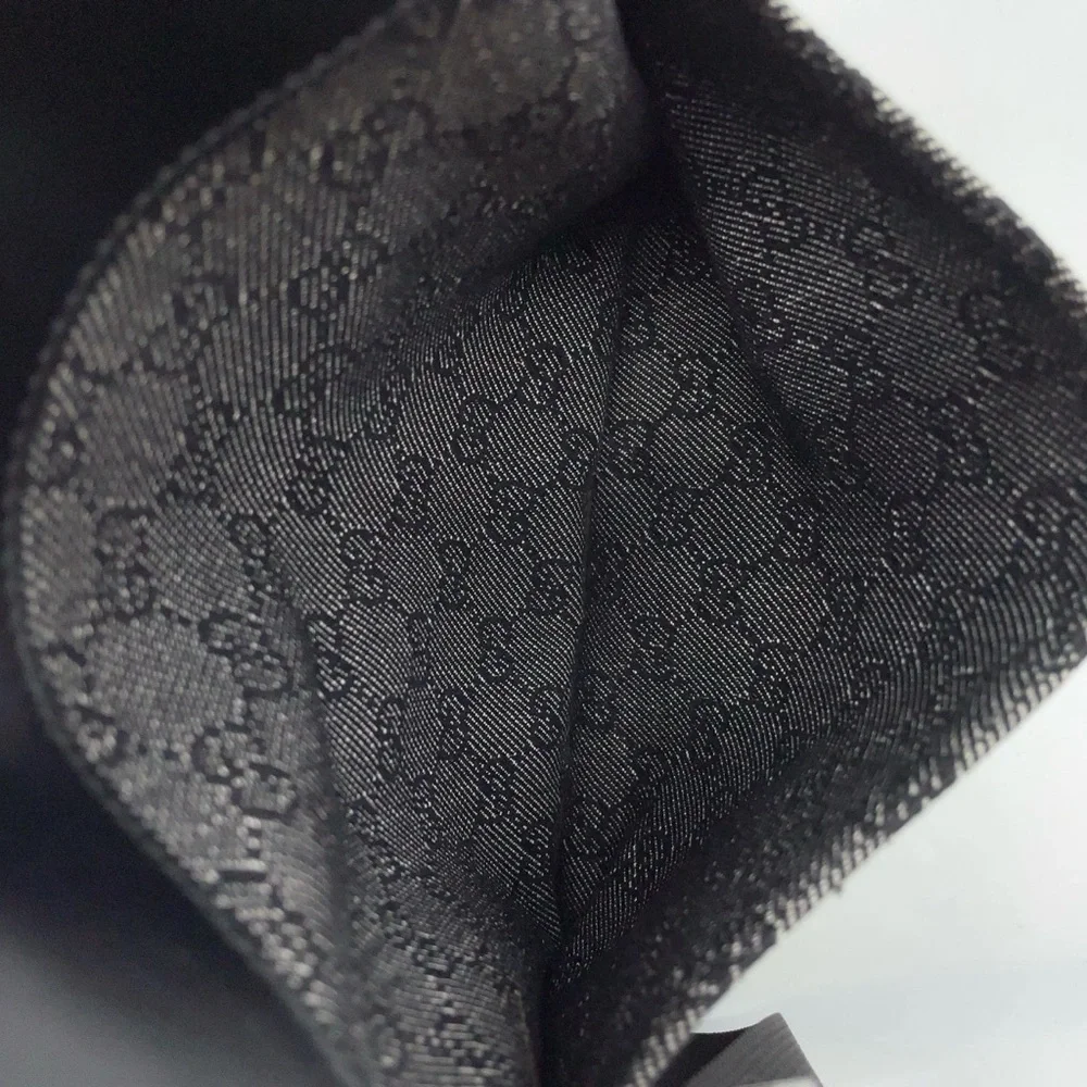 Auth Gucci GG Canavs x Leather Black  SV Sacoche Shoulder Bag